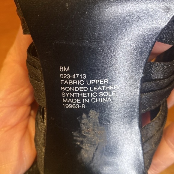 Jacqueline Ferrar💗Gayle Black Satin 4"Hi Heel Sling Back Open Toe Shoes💗Sz 8M - Picture 11 of 11